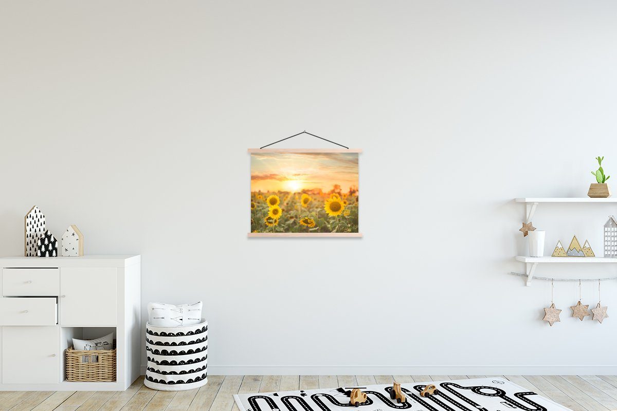 MuchoWow Poster Sonnenblume - Sonne - Blumen, (1 St), Posterleiste, Textilposter für Wohnzimmer, Bilderleiste, Magnetisch