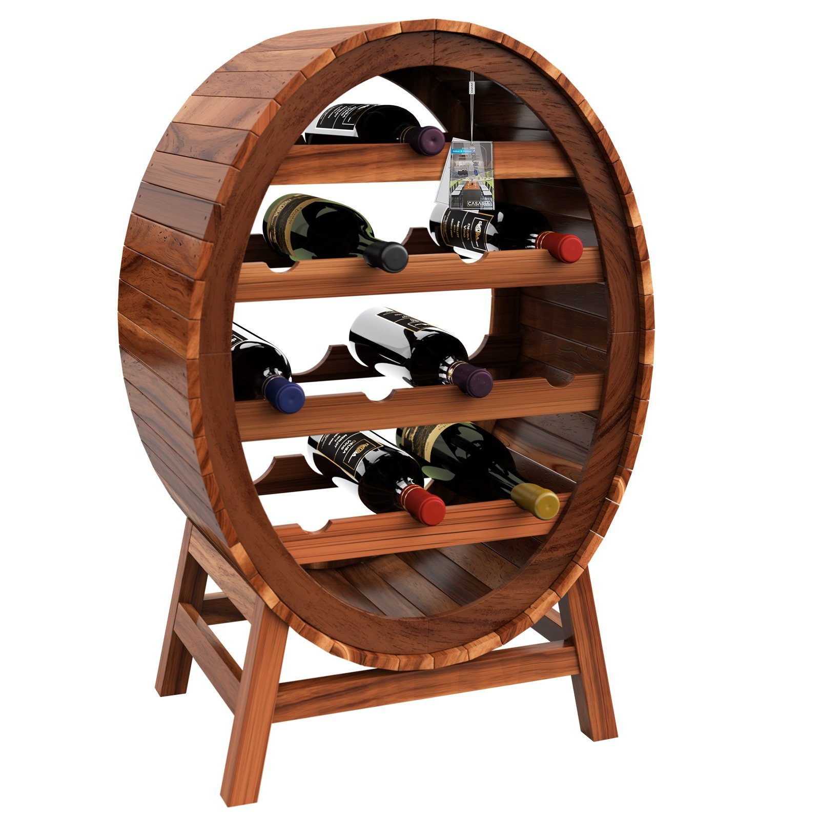 Casaria Weinregal Weinfass, für 12 Flaschen Akazie Holz Massiv Fass Stehend günstig online kaufen