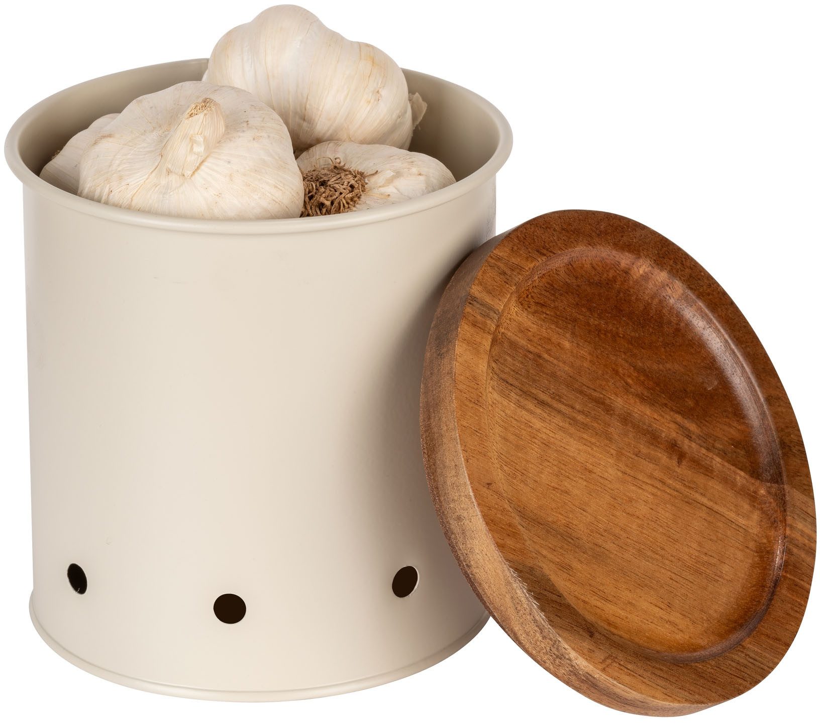 WENKO Vorratsdose Modell Aria, Holz, Metall, (Set, 2-tlg), Aufbewahrungsdosen für Lebensmittel mit Deckel & Luftlöchern, 1,6 L