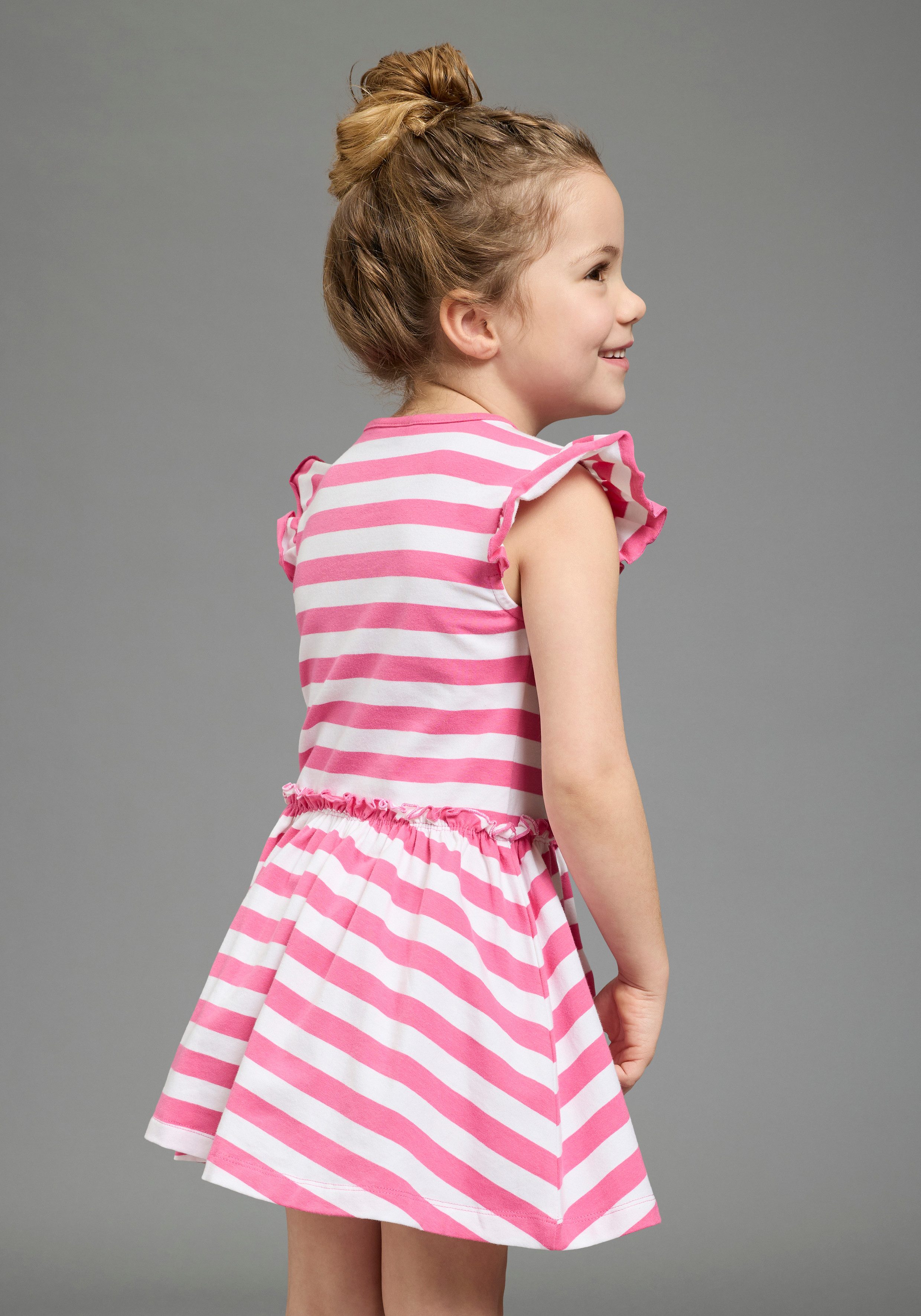 KIDSWORLD Jerseykleid mit Pailletten für kleine Mädchen - Kirschen oder Zitronen Motiv festlich, kniefrei, verspielt, aus Baumwollmischung