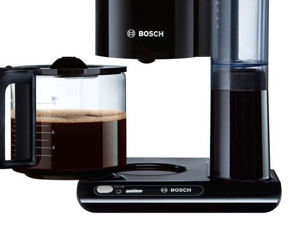 BOSCH Filterkaffeemaschine Styline TKA8013, Aroma Sensor, Aromaschutz-Glaskanne 1,25 L, 1,25l Kaffeekanne, Papierfilter 1x4, für 10-15 Tassen, Abschaltautomatik, Entkalkungssystem, schwarz