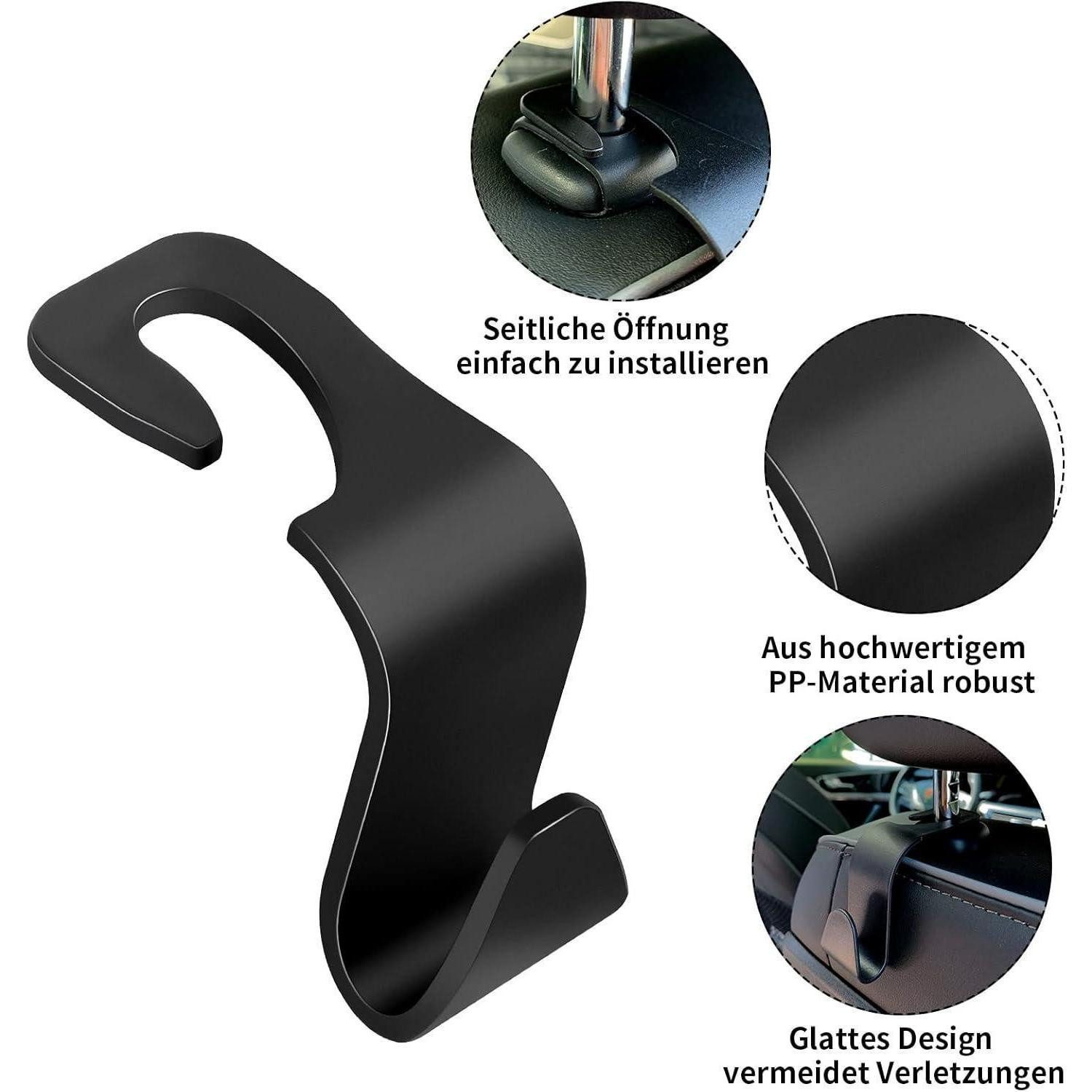 LuxusKollektion Laderaummatte Auto Lagerung Haken Aufbewahrungshaken Rücksitz Kopfstütze 4er-Set