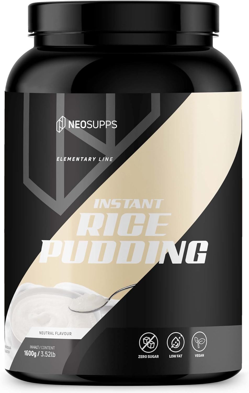 Neosupps Instant Rice Pudding 1600g, Pre Workout Reispudding, Protein Porridge Pulver, 1600 g, Made in Germany, Reisflocken, 100% Feines Reismehl, Puddingpulver