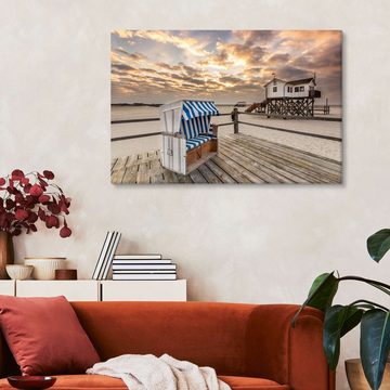 Posterlounge Leinwandbild Dennis Stracke, Morgens am Nordsee Strand von Sankt Peter-Ording, Wohnzimmer Maritim Fotografie