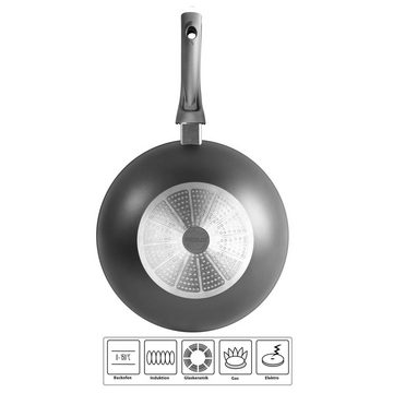 STONELINE Wok, Aluminium (1-tlg), mit echten Steinpartikeln, induktionsgeeignet, Made in Germany