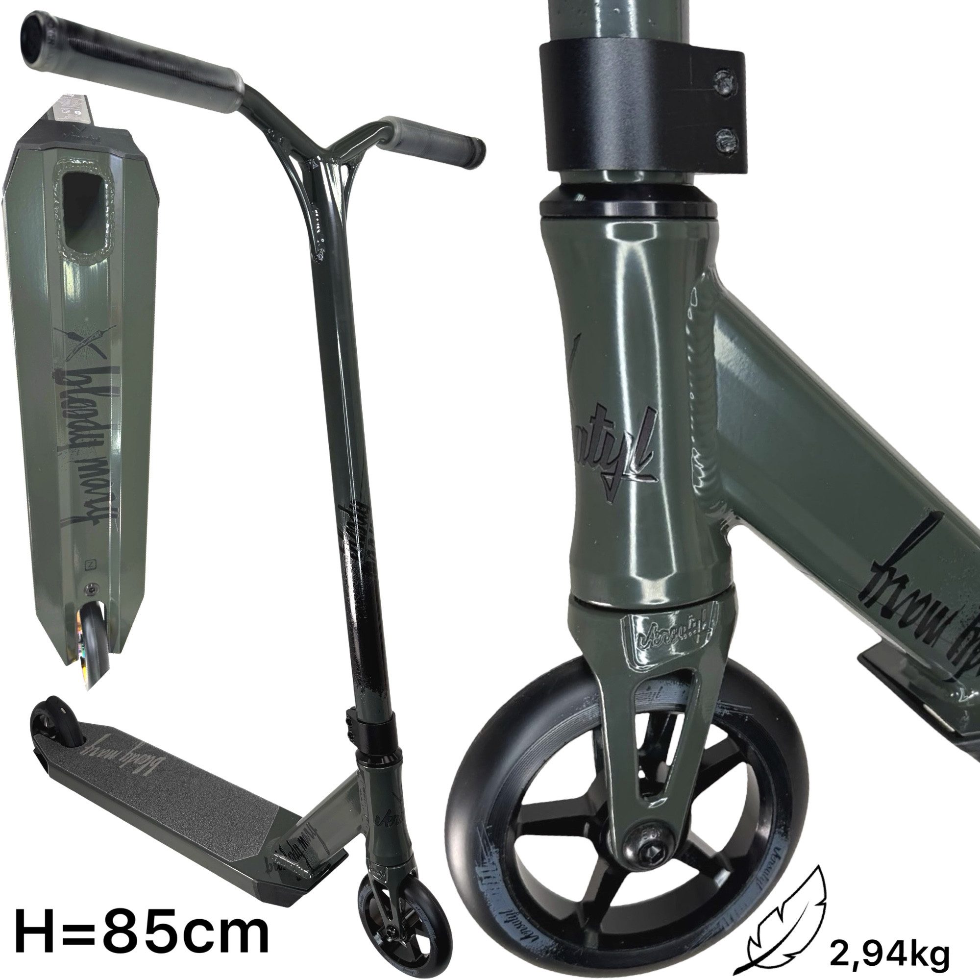 Stuntscooter Versatyl Bloody Mary V2 Pro Stunt-Scooter H=85cm Park 2,9kg schwarz
