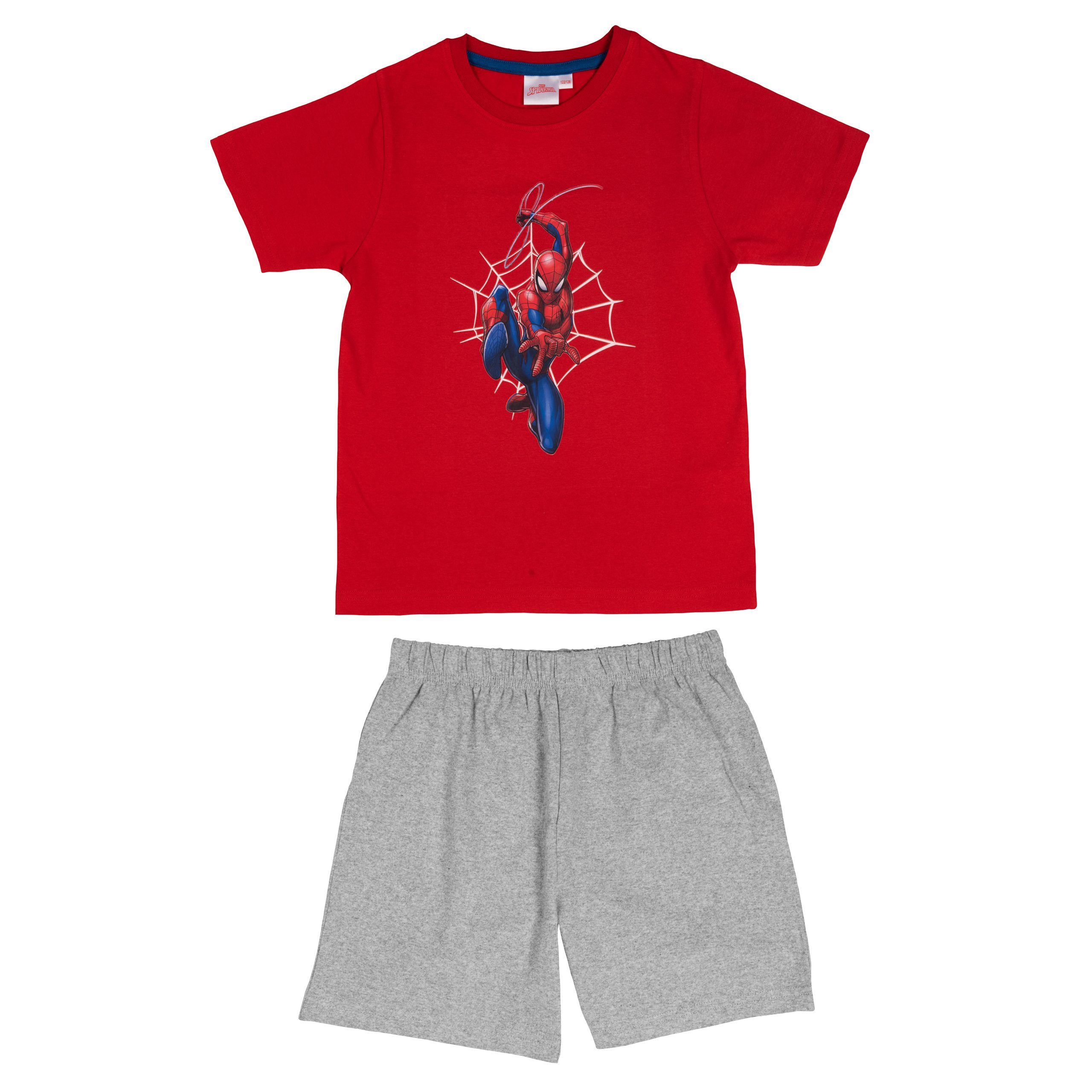 United Labels® Schlafanzug Marvel Spiderman Schlafanzug für Jungen Rot/Grau