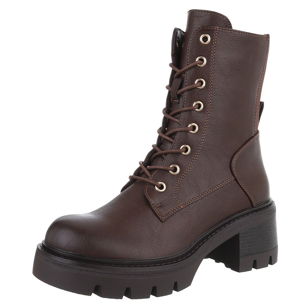 Ital-Design Robuste Stiefelette mit Schnürung für Damen – Herbst-Trend Schn günstig online kaufen