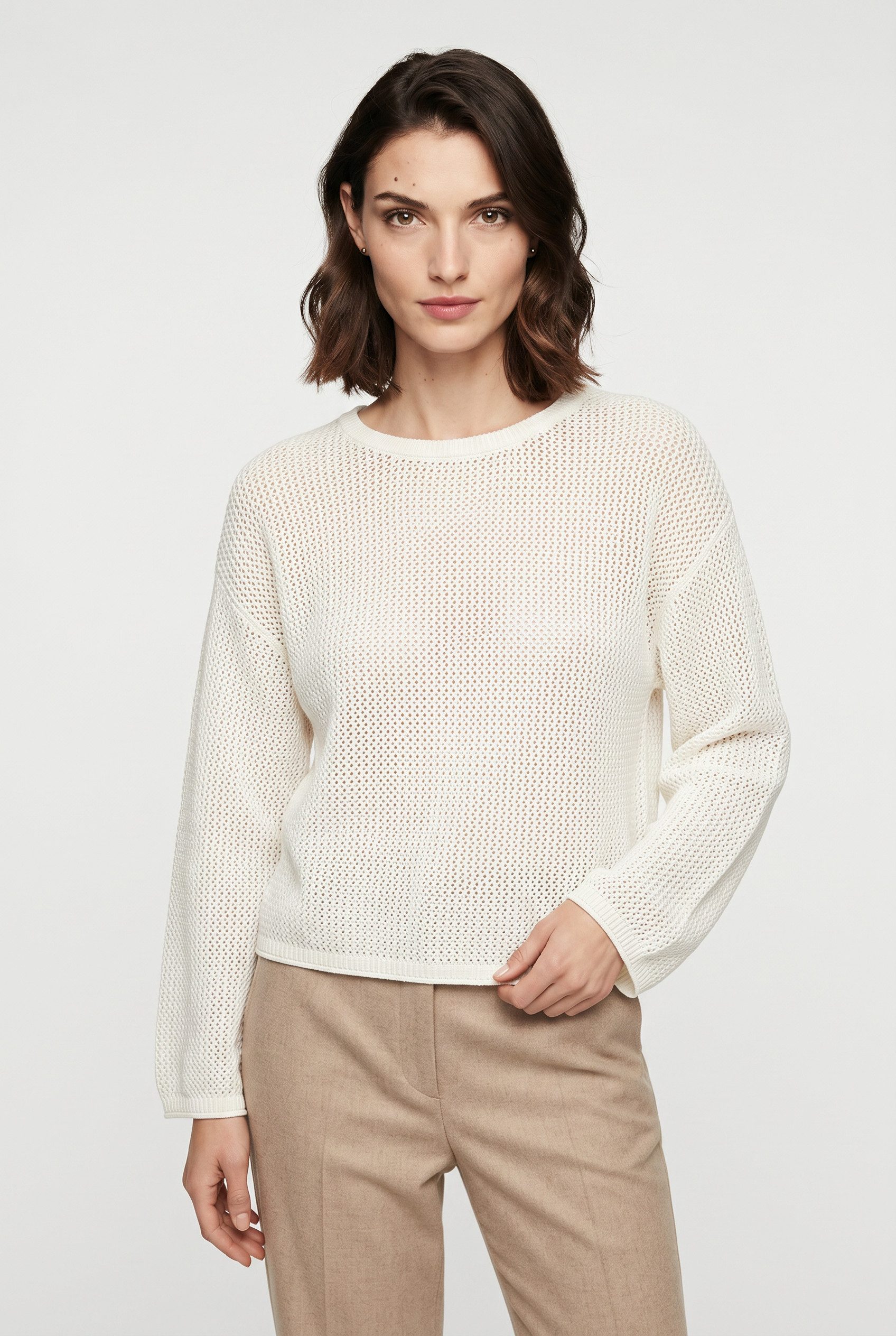 BOSS ORANGE Strickpullover Farde Premium Damenmode in Mesh-Struktur, Relaxed Fit