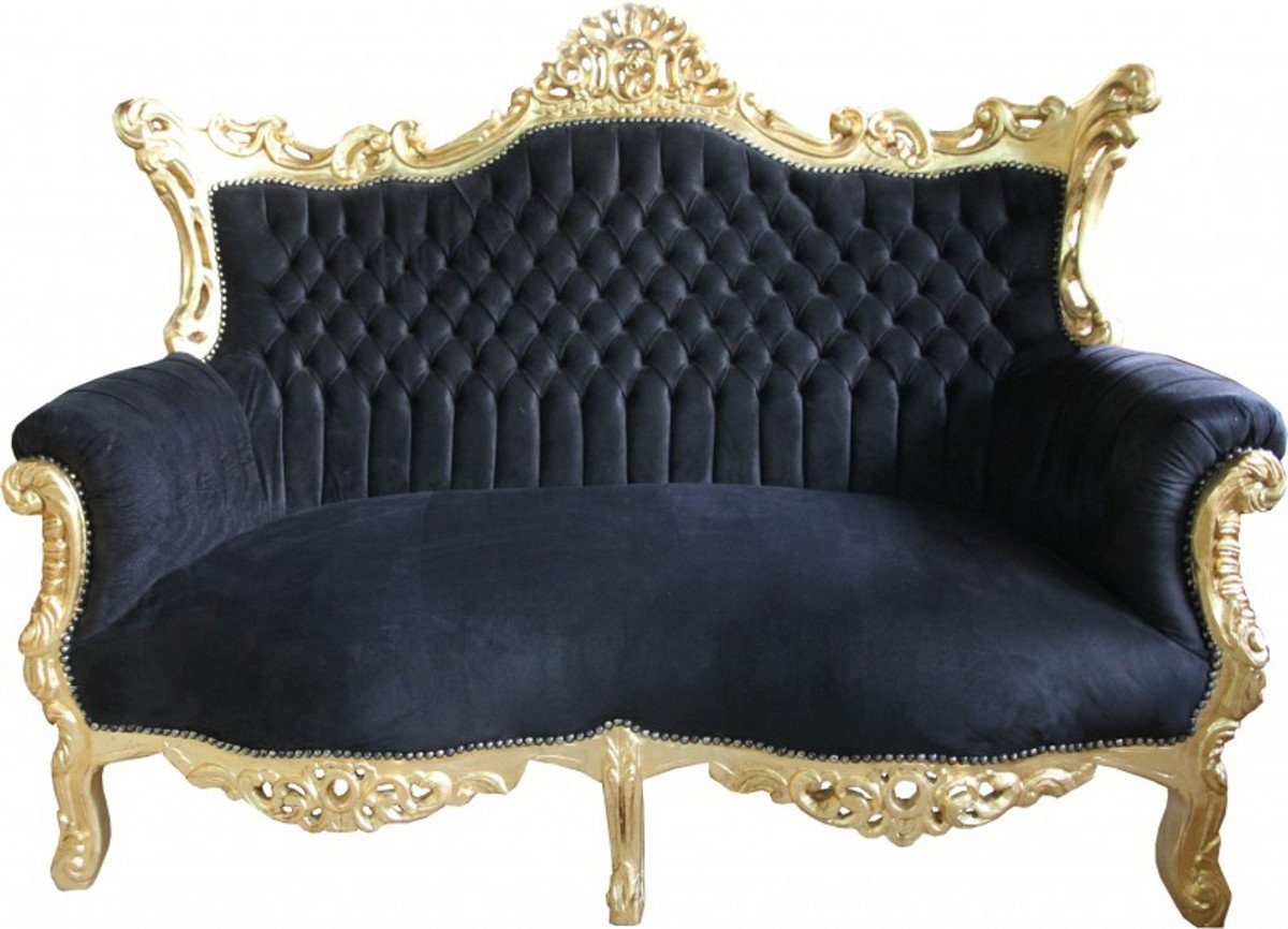 Master Antik / Gold Padrino - 2-Sitzer Schwarz Möbel Stil Casa Barock 2-er Sofa