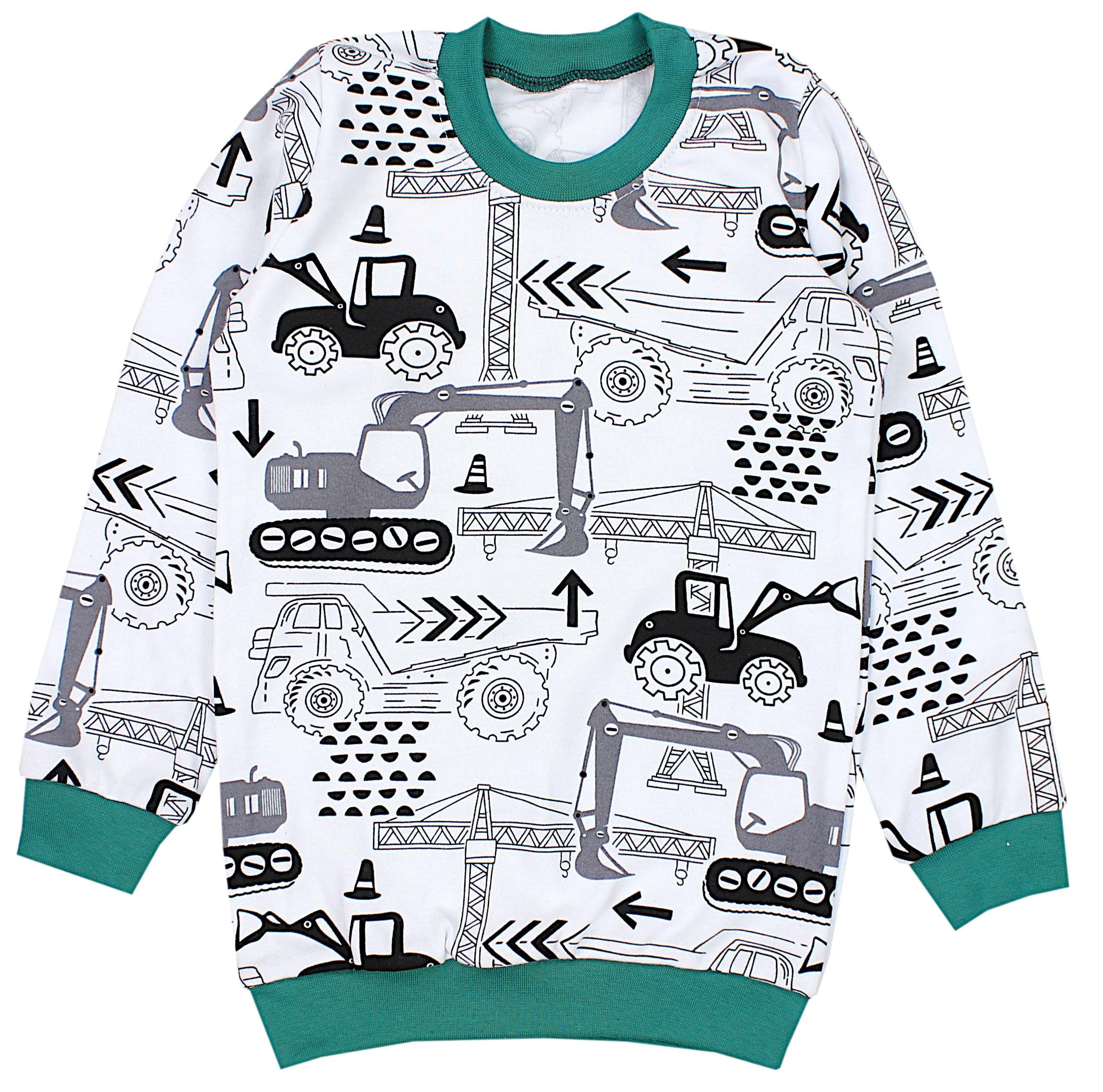 TupTam Schlafanzug Kinder Jungen Pyjama Set Langarm Grün 2-teilig Schlafanzug Bagger / Nachtwäsche