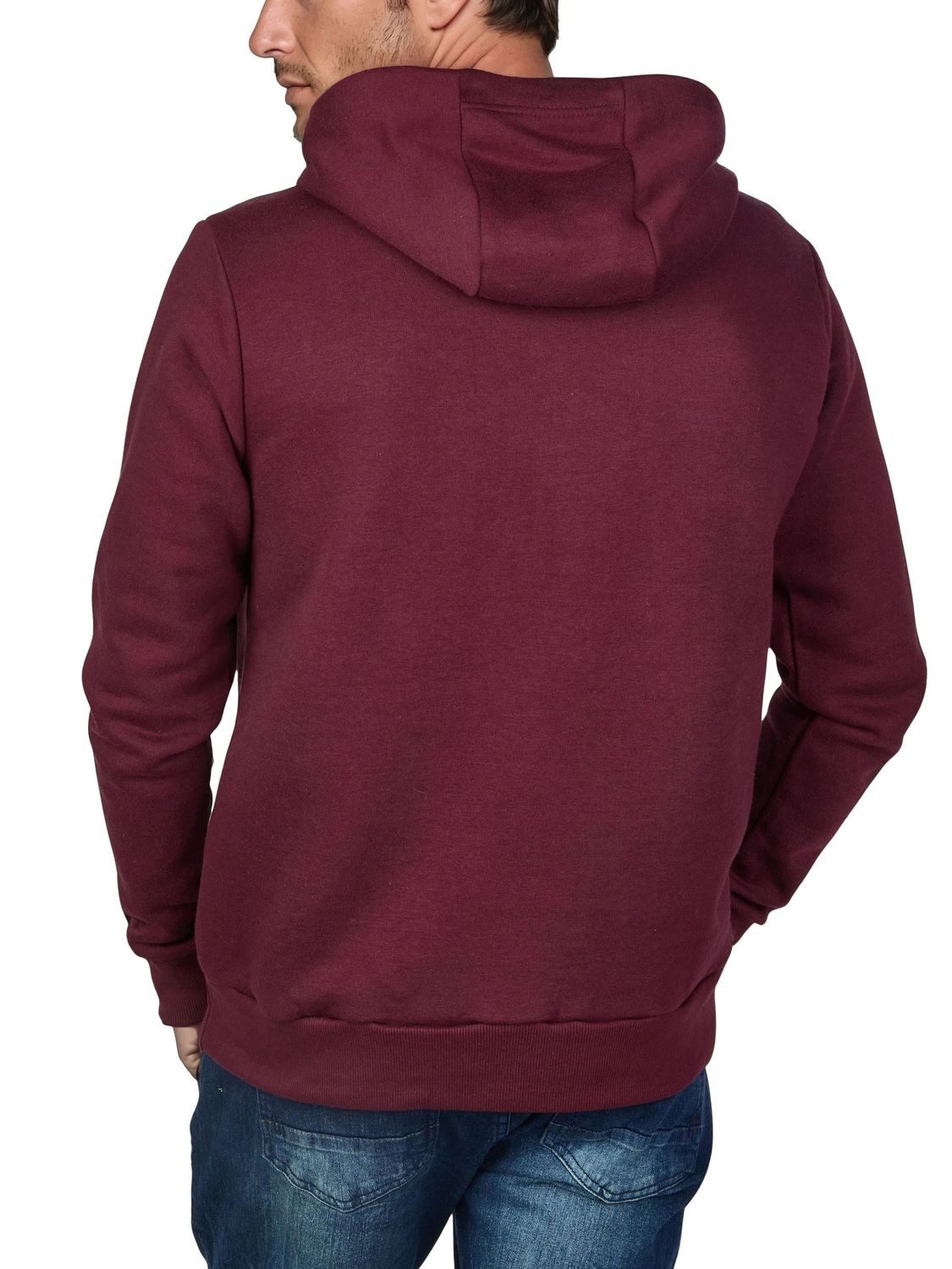 riverso Kapuzenpullover Herren Hoodie RIVJulian Regular Fit Longsleeve Sweatshirt mit Cross-Over-Kragen und Kängurutasche – Bild 2 von 4