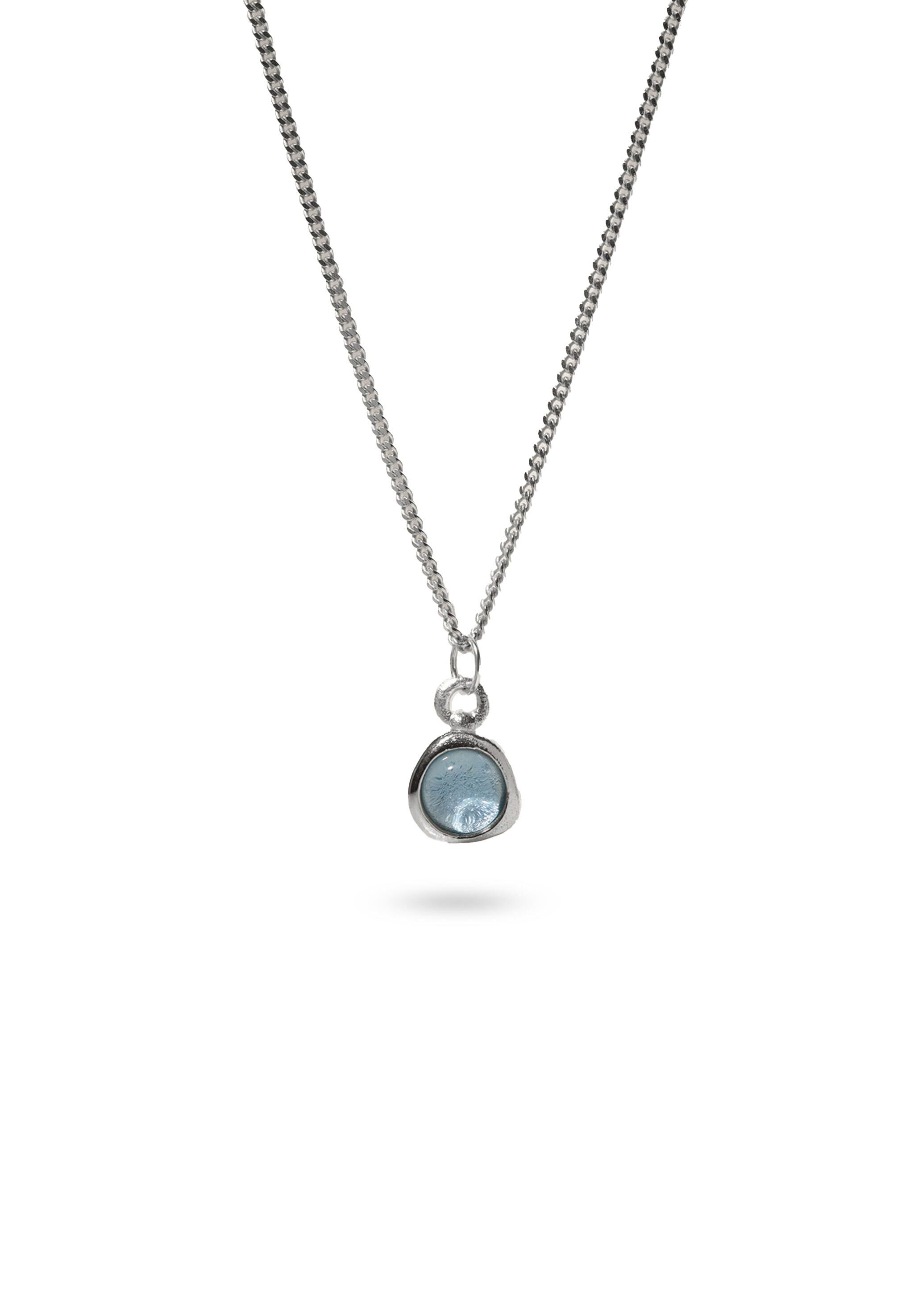 Kette mit Anhänger Stone Fluid Aquamarin Anhänger 925 Sterling Silber