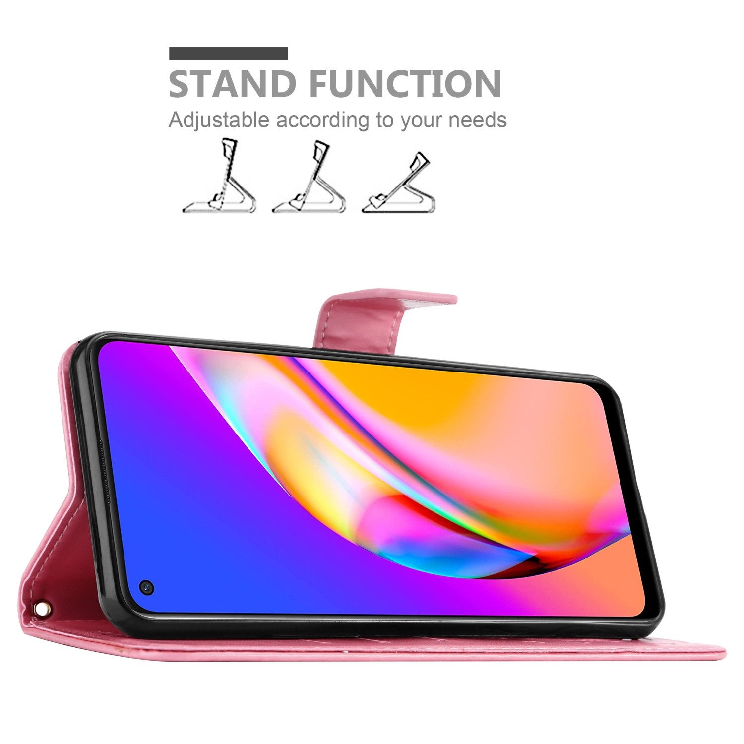 Cadorabo Handyhülle für Oppo A94 5G Hülle Oppo A94 5G, Hülle Schutzhülle Blumen Flower mit Standfunktion Kartenfach Magnet