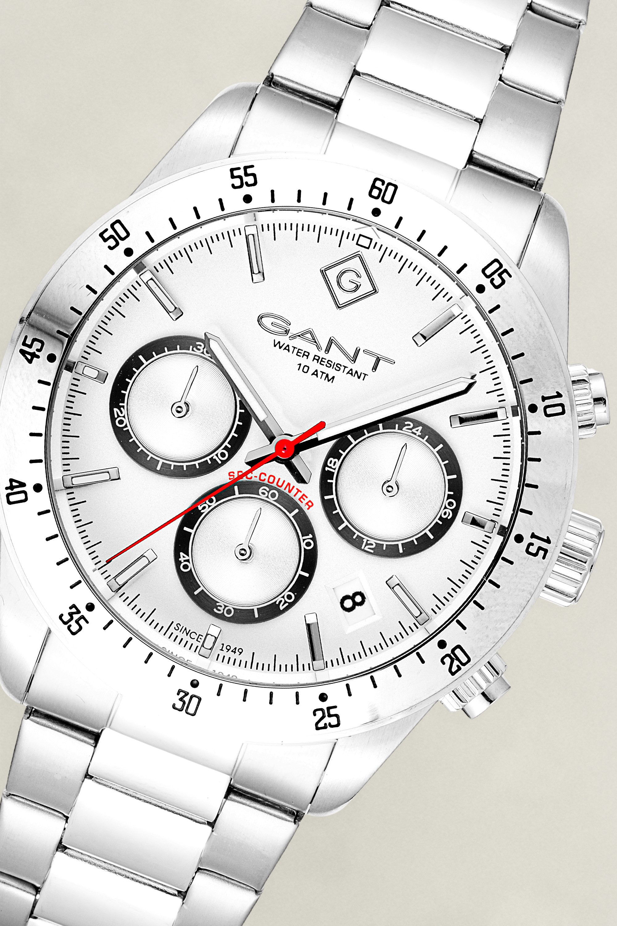 Gant Chronograph Greenfield G202001, Quarzuhr, Armbanduhr, Herrenuhr, Edelstahlarmband, analog, Tag
