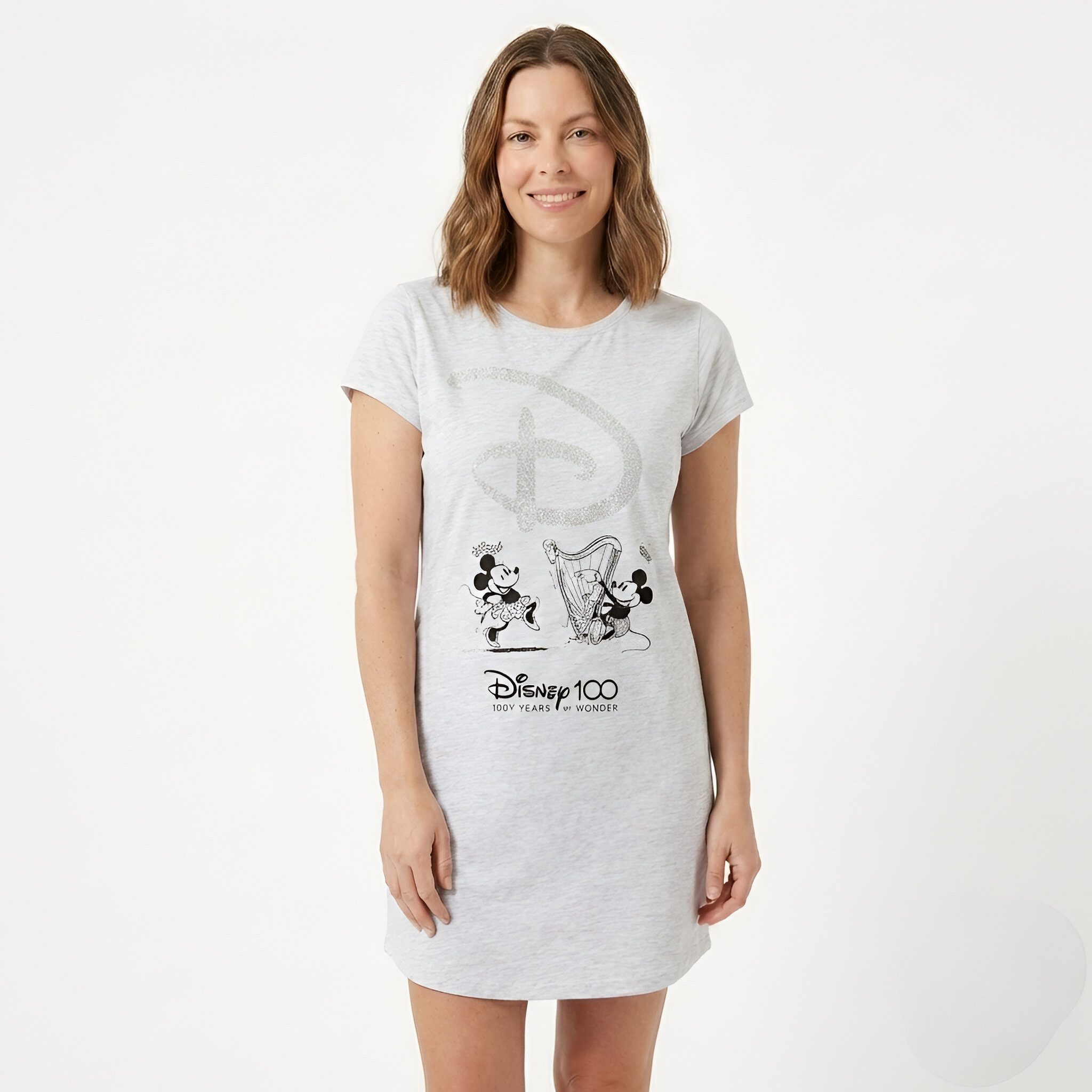 Disney Schlafanzug Disney 100 Years Minnie Mickey Maus Damen kurzarm Schlafshirt Gr. S bis XL