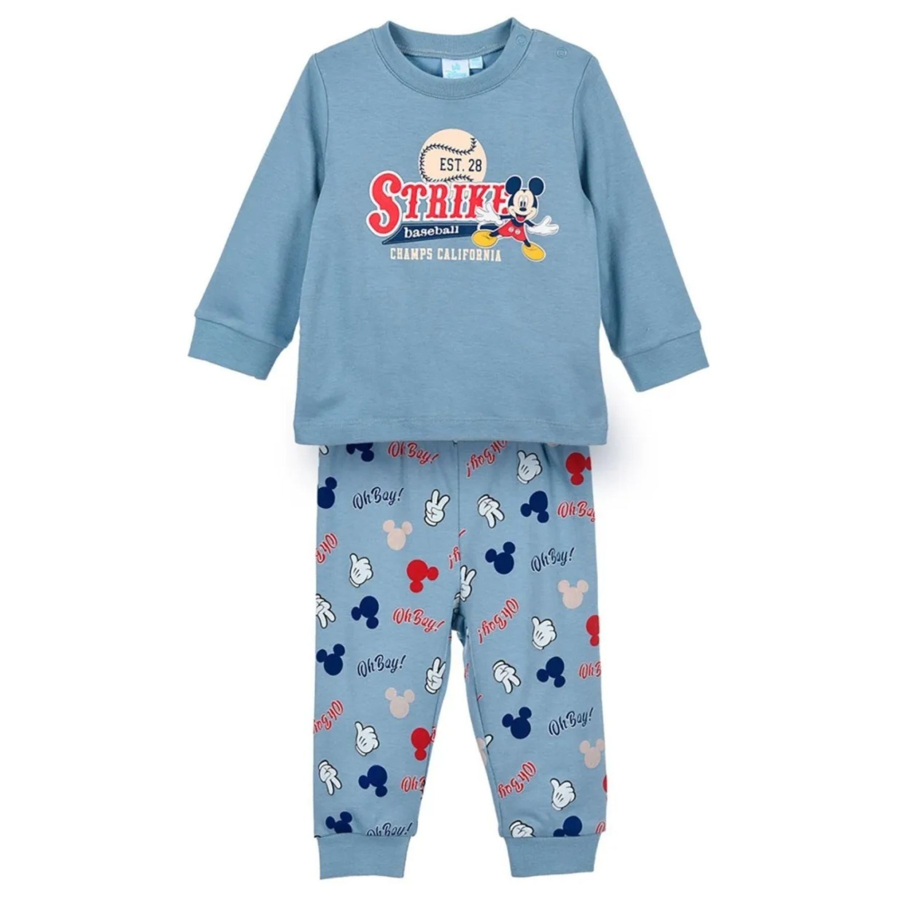 Disney Mickey Mouse Pyjama Baby Pyjama Baumwolle Zweiteiler Schlafanzug Langarm Set für Babys (2 tlg)