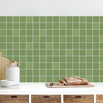 Bilderdepot24 Küchenrückwand grün dekor einfarbig Fliesenoptik Mosaik Fliesen Grün, (1-tlg., Nischenrückwand - für Fliesenspiegel ohne Bohren - matt), Spritzschutz Rückwand Küche Herd - Folie selbstklebend versch. Größen