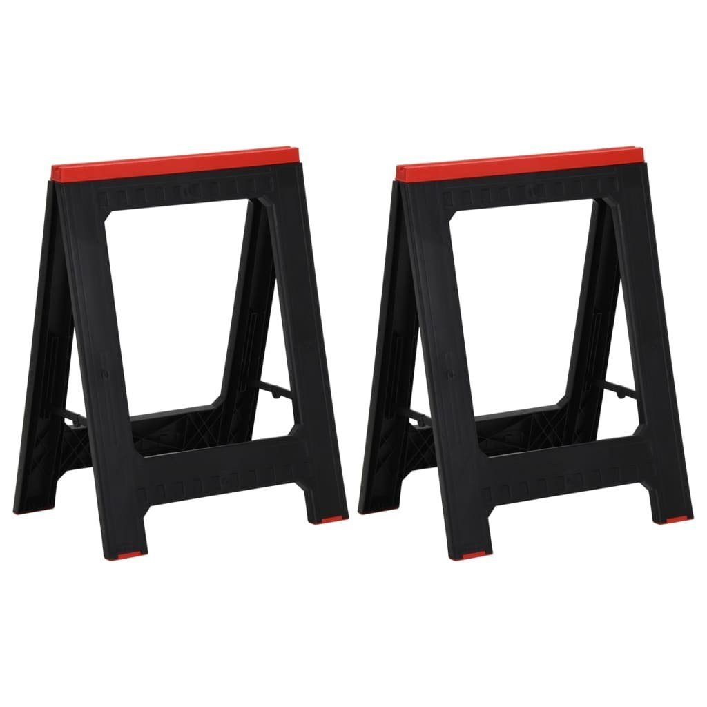 vidaXL Gerüst Arbeitsböcke 2 Stk. Klappbar Schwarz & Rot Polypropylen 350 kg