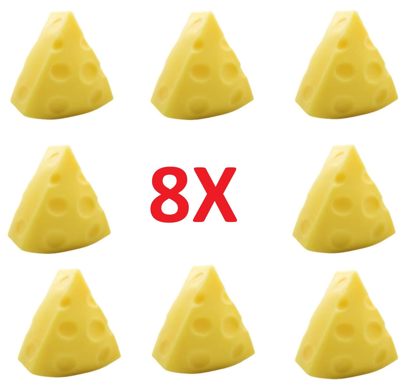 OLi Therapieknete 4X Squishy Pizza Knete – Kneten, Drücken & Entspannen (Anti-Stress, Spielspaß für Kinder & Erwachsene, 8-tlg., L-6cm- B-4,2cm- H-7cm), weicher Slow Rising Squishy im lustigen Butter-Design