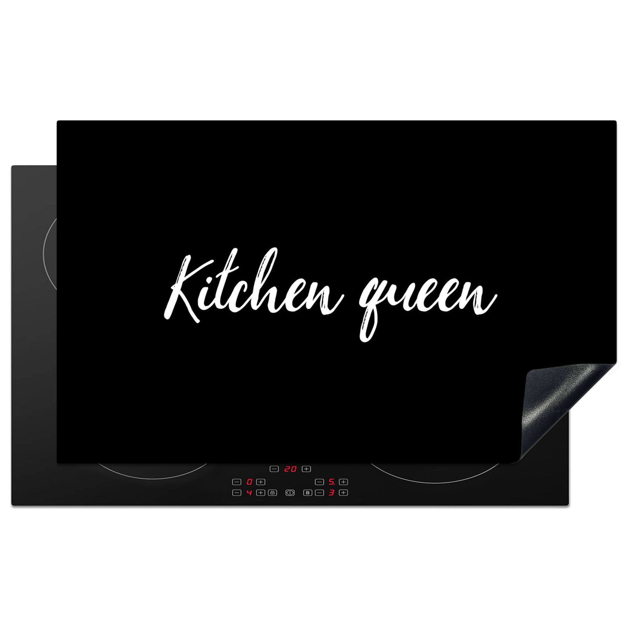 MuchoWow Herd-Abdeckplatte Zitate - Kitchen Queen - Frauen - Induktionskochfeld, Vinyl, (1 tlg), Induktion Schutzmatte, Induktionsherd Abdeckung, 85x52 cm