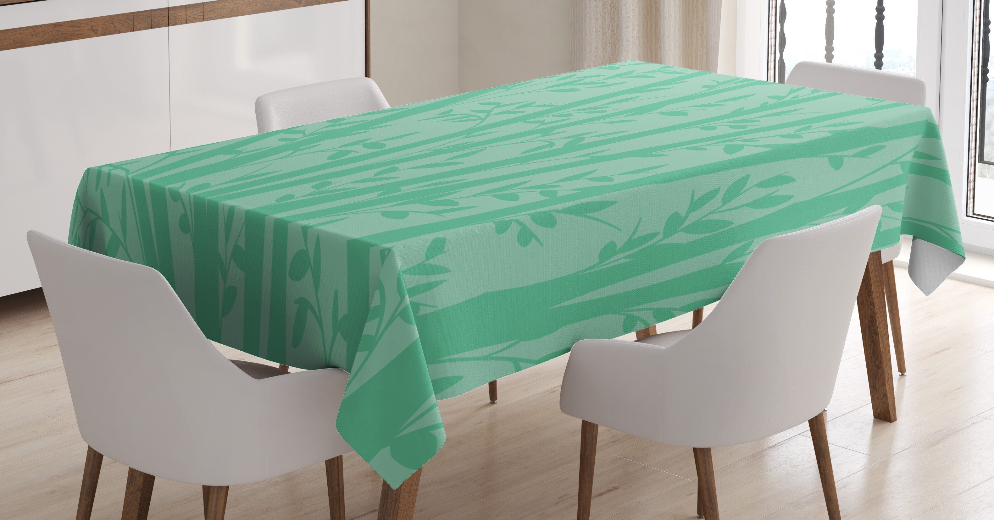 Abakuhaus Tischdecke Farbfest Waschbar Für den Außen Bereich geeignet Klare Farben, Tropisch Bambusstämme Zusammensetzung