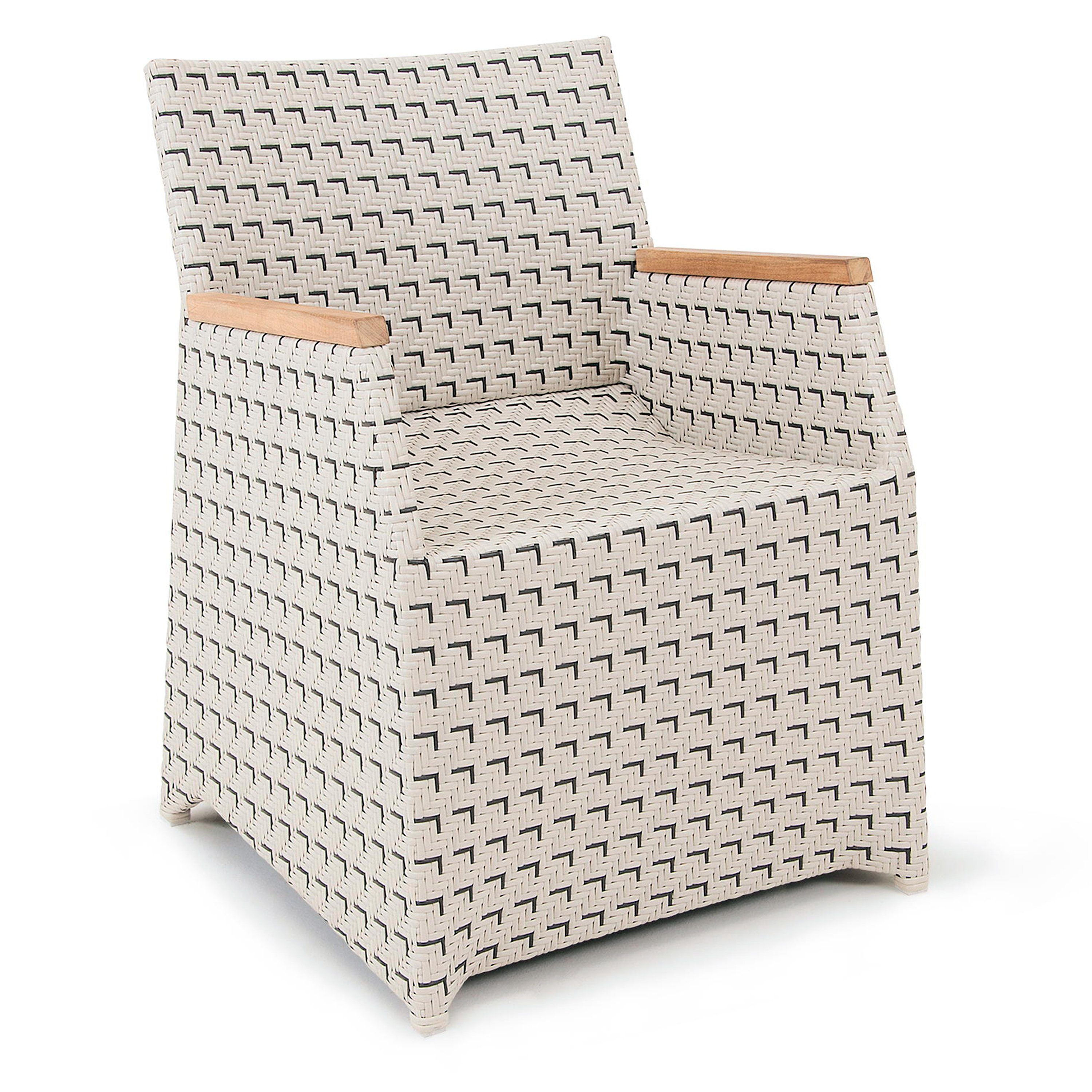 Garland Gartensessel Verona, Loungesessel Outdoor Poly Rattan Teak Holz Gartenstuhl mit Armlehne