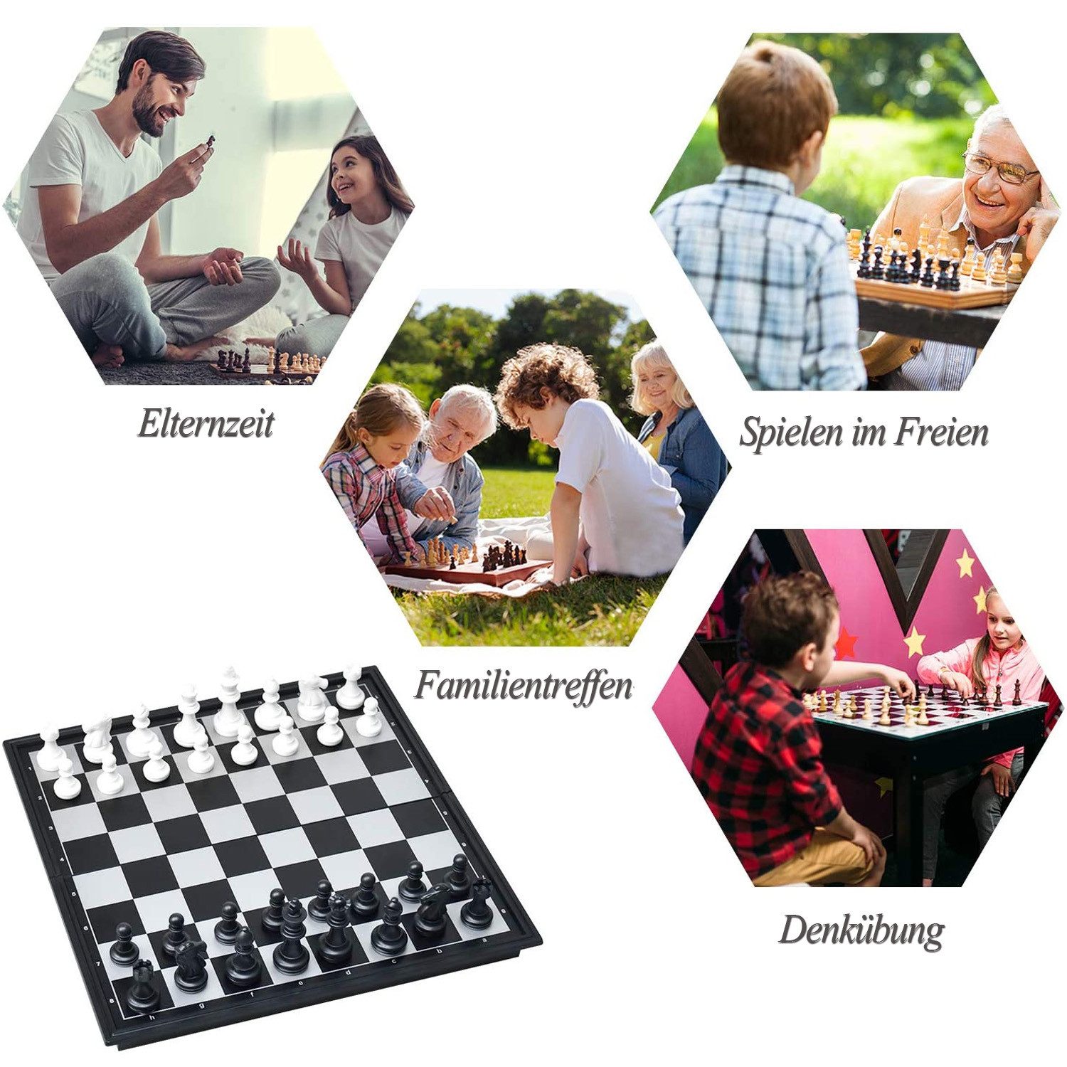 TUWENA Spiel Schachspiel Magnetisch Klappbar Schachbrett Schach