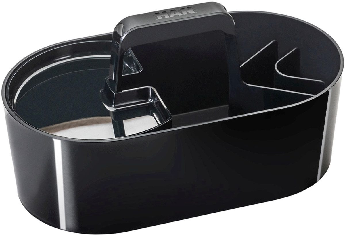 HAN-Bürogeräte Tischaufsatz Mobile Organisationsbox 4 Fächer BxTxH 33x18x17,5cm Jet Black