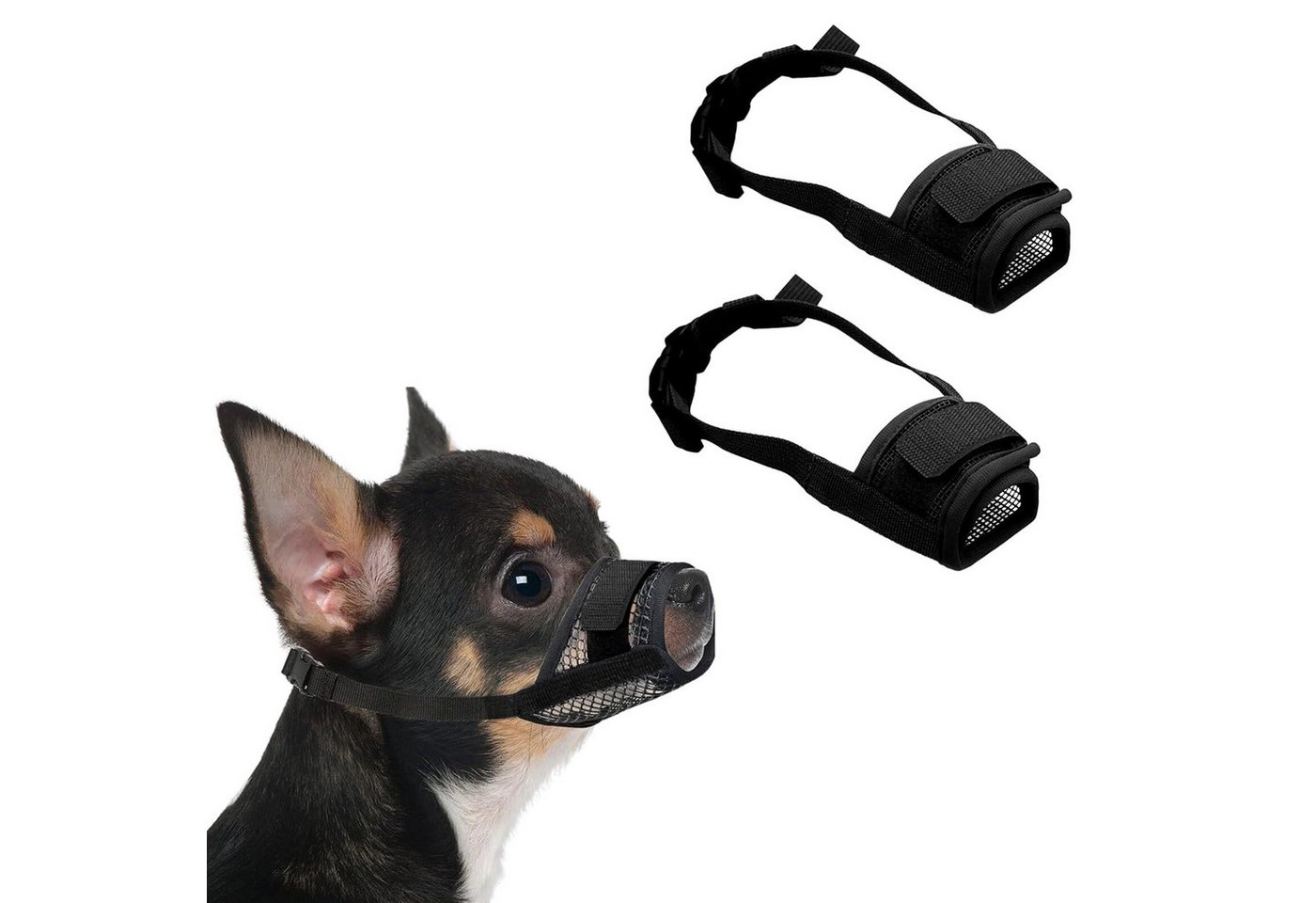 FOUORTUNATE-BEE Maulkorb 2er Hundemaulkorb Set verstellbar atmungsaktiv mit Netzdesign, Für Spaziergang, Tierarzt, Pflege und Hundetraining geeignet