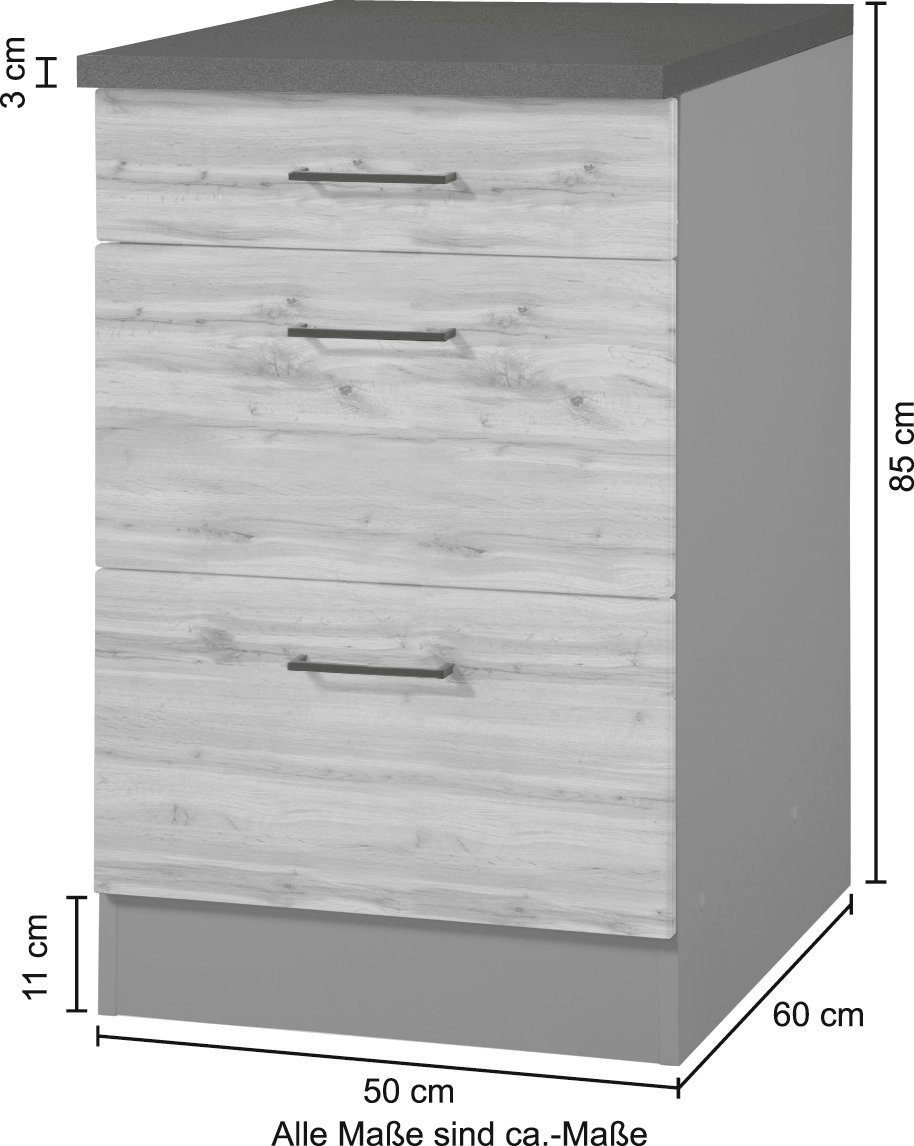 MÖBEL wotaneiche/grafit Unterschrank Trier 50 cm HELD Breite