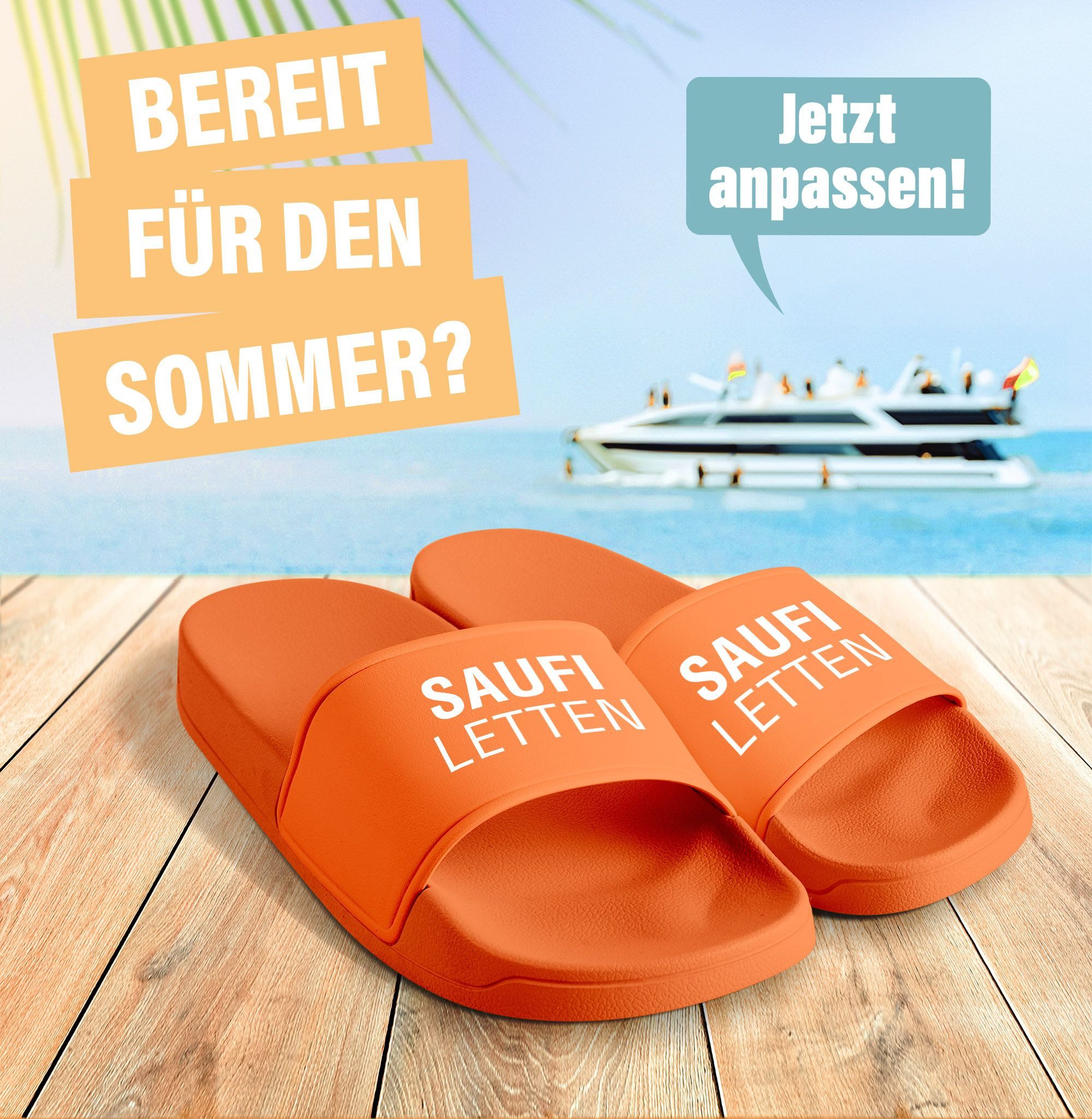 MoonWorks Badeschlappen Lustig Badelatschen mit Spruch SAUFI LETTEN – Party günstig online kaufen