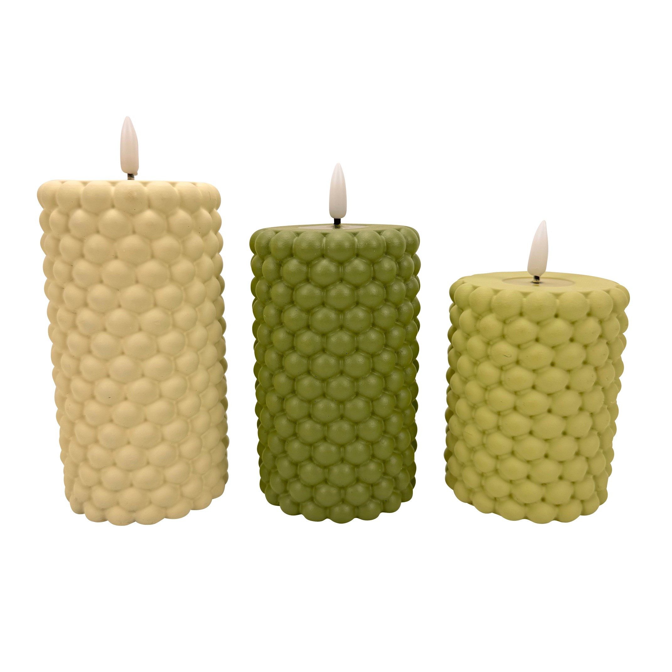 Online-Fuchs LED-Kerze - 3er Set LED-Kerzen aus Beton in Bubble Optik mit 6 günstig online kaufen