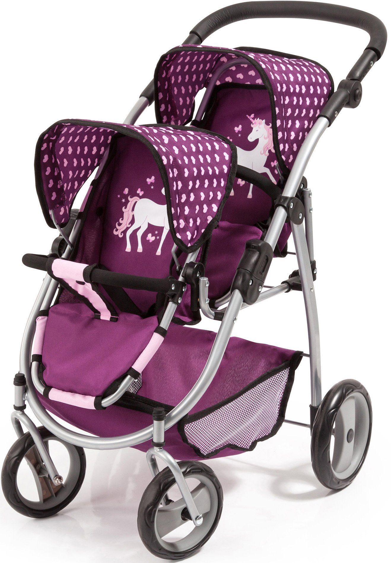Image of Bayer Puppen-Zwillingsbuggy »lila/pflaume«