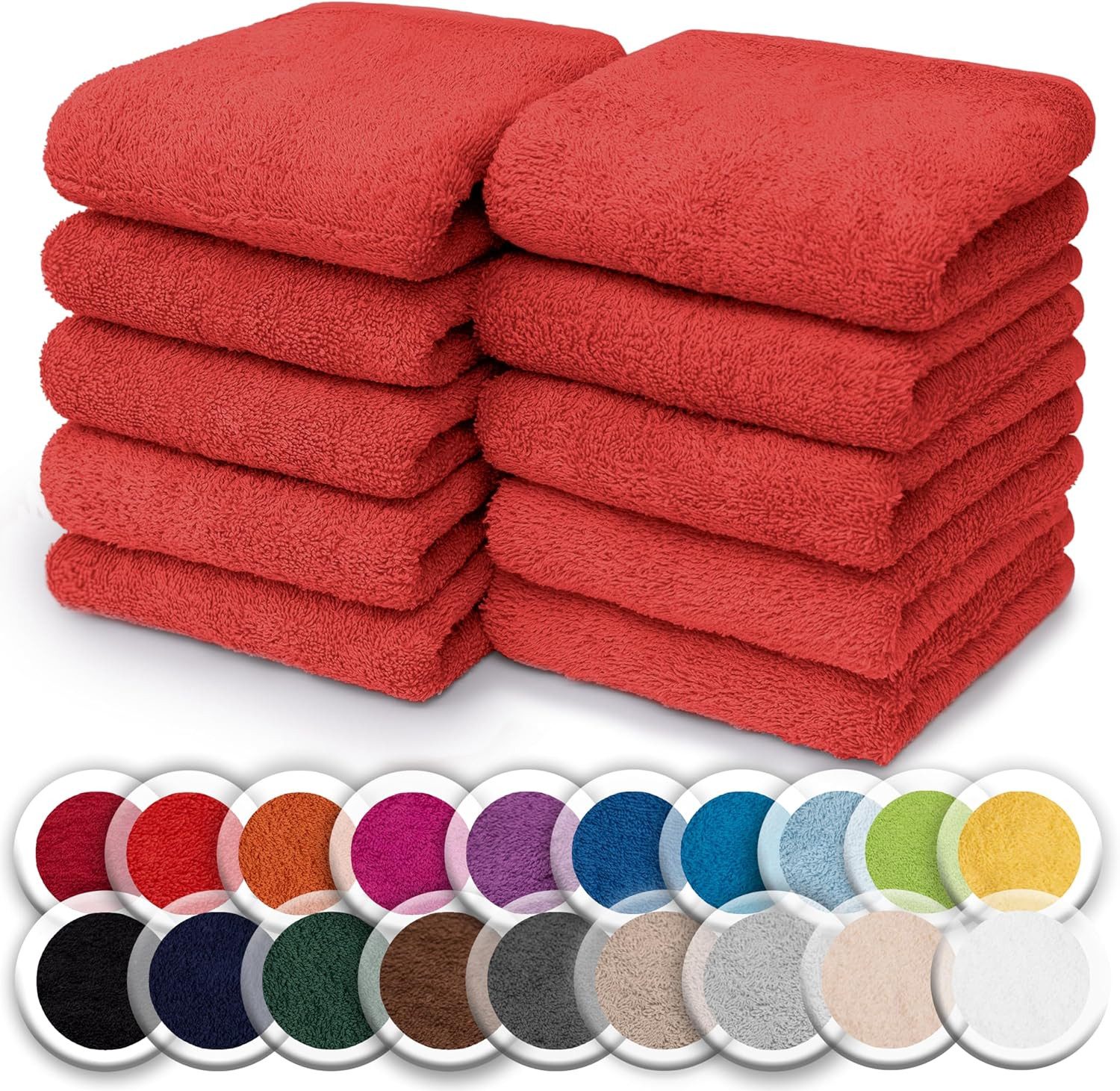 NatureMark Seiftuch 10er-Set Seiftücher 30x30cm 100% Baumwolle, (10-St), Frottier Waschlappen Seiflappen 30 x 30 cm, Rot