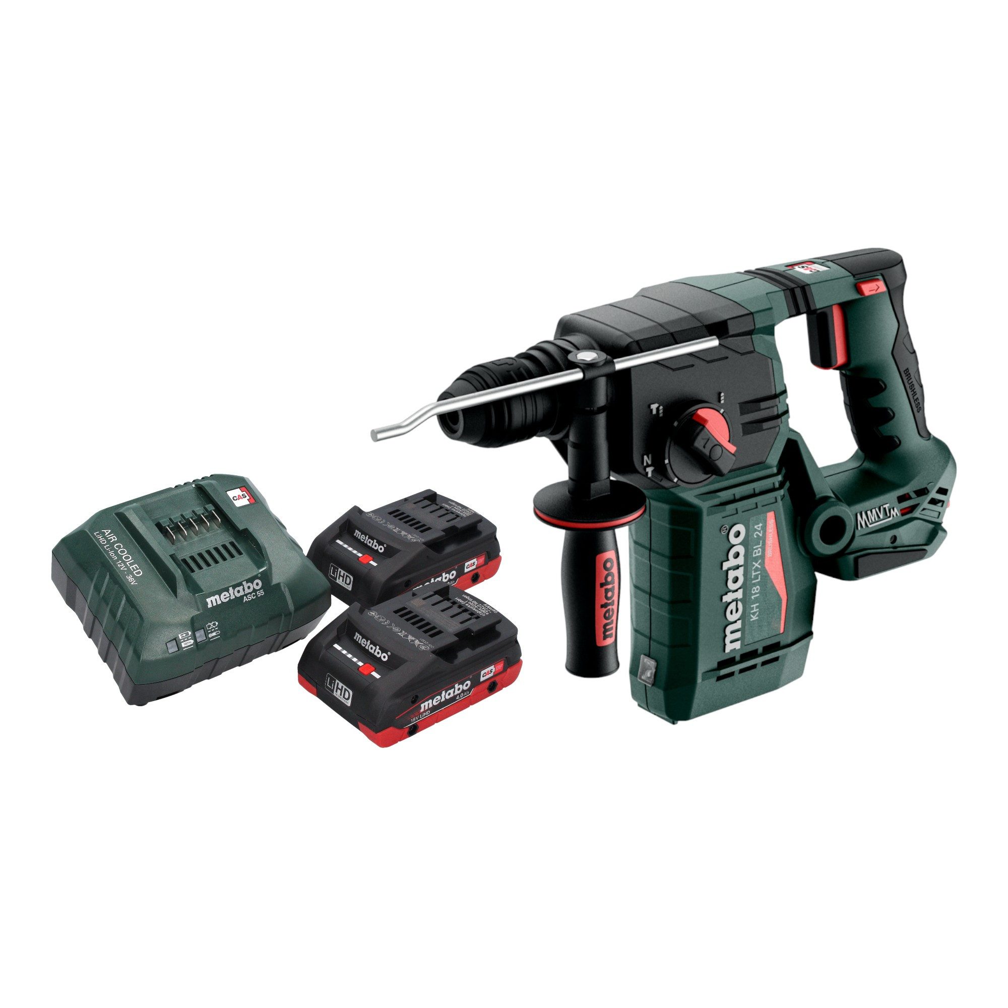 metabo Schlagbohrmaschine KH 18 LTX BL 24 18 V 2,2 J SDS Plus + 2x LiHD Akku 4,0 Ah + Lader