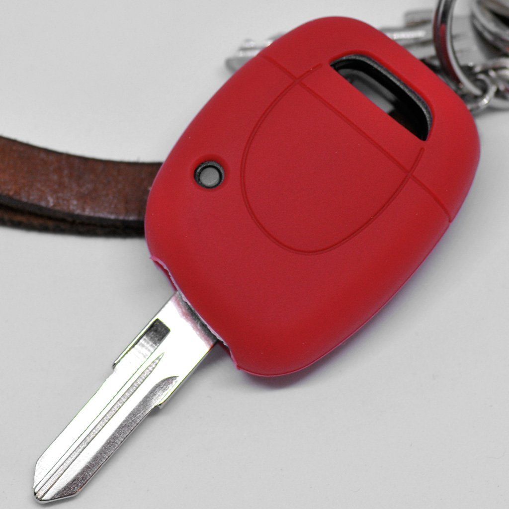 mt-key Schlüsseltasche Autoschlüssel Tasten Funk Fernbedienung Softcase Renault Schutzhülle 1 Twingo Kangoo Silikon Clio für Rot