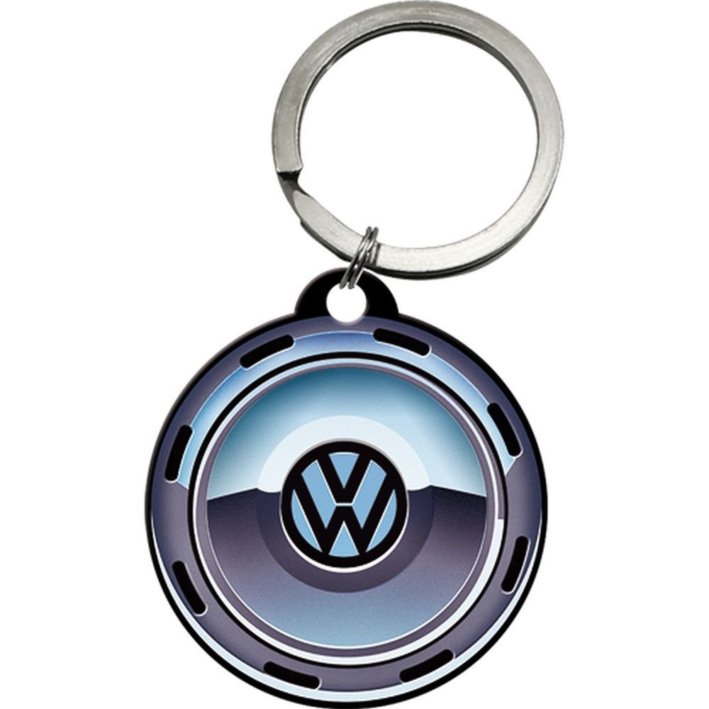 Schlüsselanhänger mit Gravur Edelstahl Schlüsselanhänger Ø 4cm - Volkswagen VW Wheel