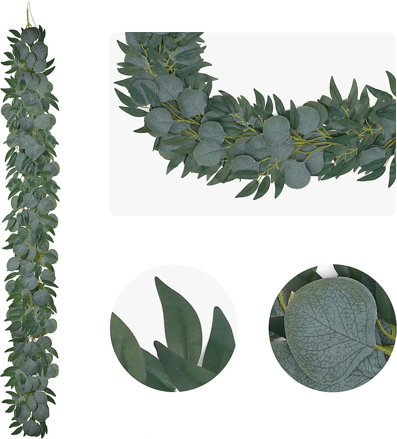 Jormftte, Eukalyptus-Girlande,künstliche Reben, florale Pflegeleicht Kunstblumenstrauß