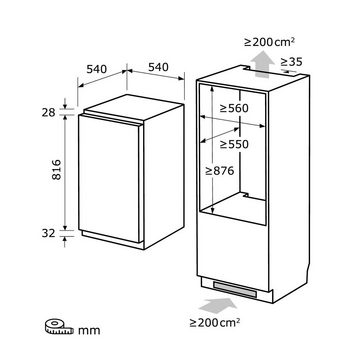 exquisit Einbaukühlschrank EKS131-V-040E, 88 cm hoch, 54 cm breit