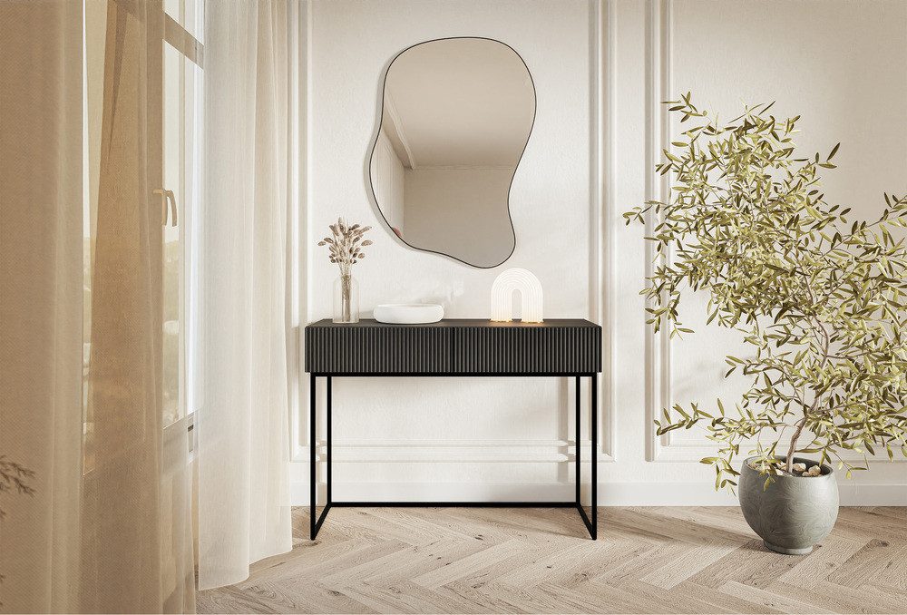 Selsey Schminktisch VELDIO, 2 Schubladen mit geriffelten Fronten, Metallges günstig online kaufen