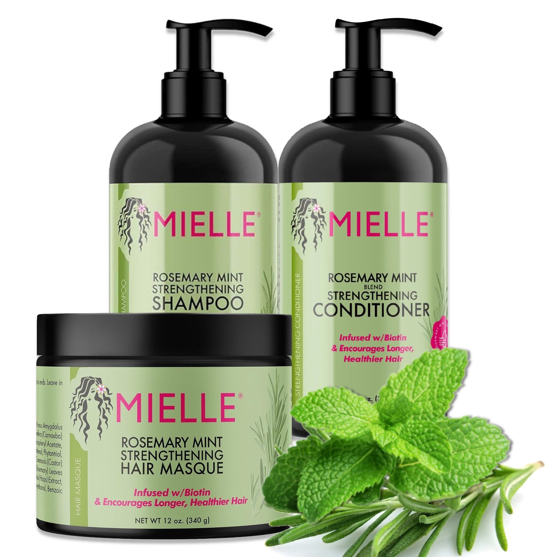 Mielle Organics Haarpflege-Set Rosmarin Shampoo Conditioner Haarmaske Haaröl Mielle, Set oder einzeln