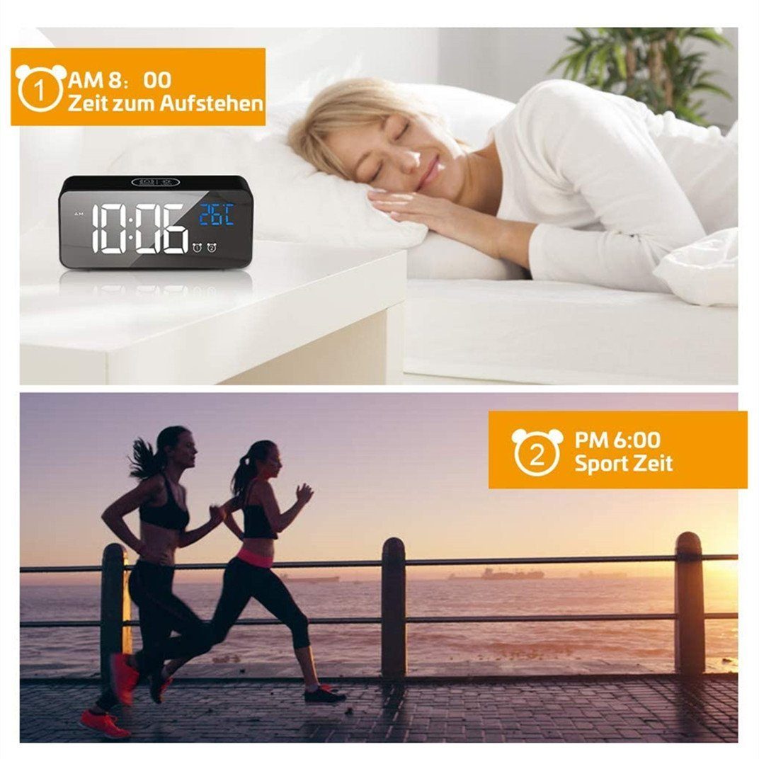 Herren Uhren Housruse Digitaluhr Digitaler Wecker LED Große Uhr Temperaturanzeige Dual Alarm Snooze Tragbarer Spiegelwecker 4 St