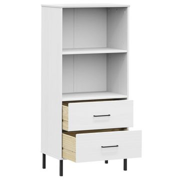 furnicato Bücherregal OSLO mit 2 Schubladen Weiß 60x35x128,5cm Massivholz