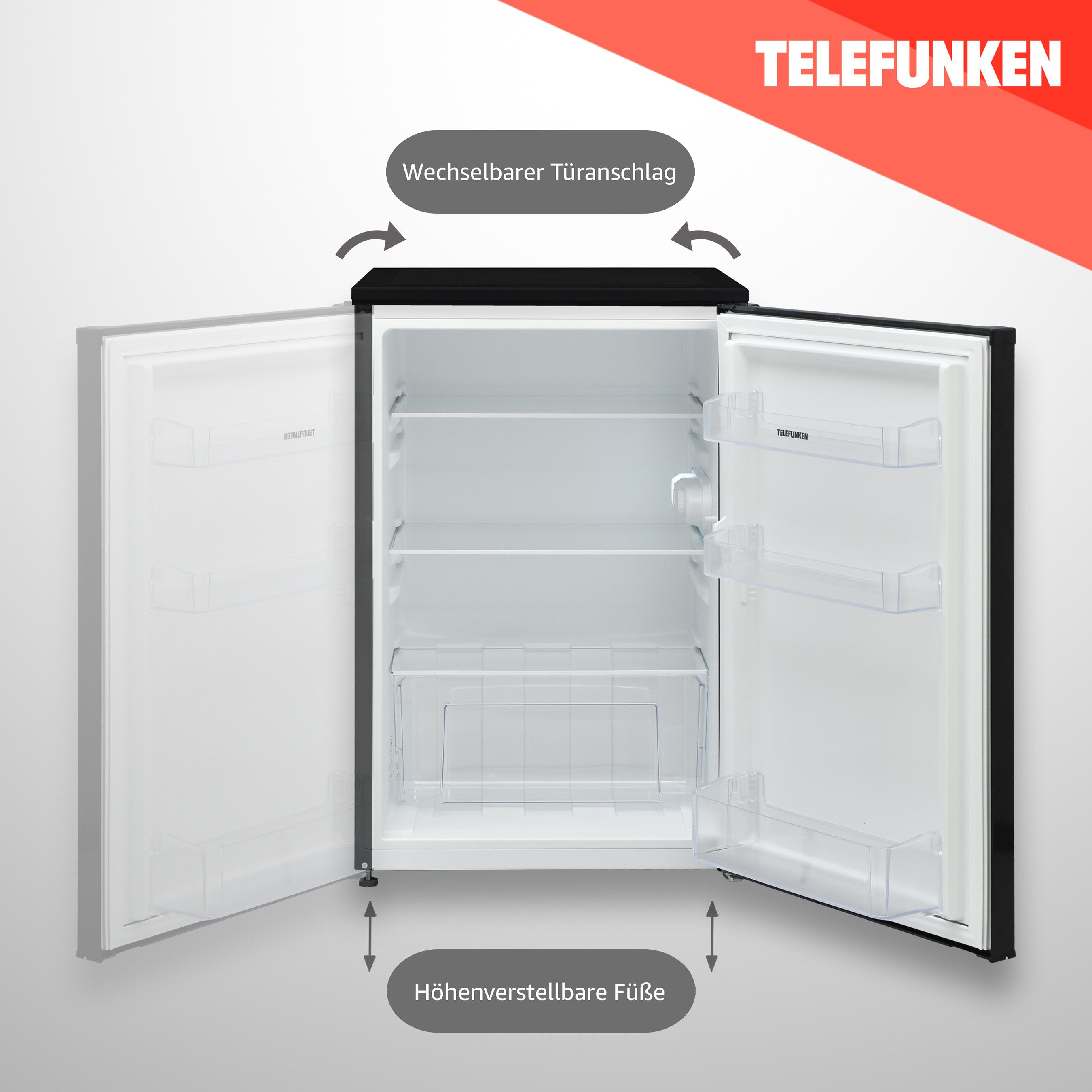 Telefunken Kühlschrank C-135-100-DI, 83.8 cm hoch, 54 cm breit, 135 Liter Nutzinhalt, ohne Gefrierfach, klein, freistehend, dark inox – Bild 4 von 5