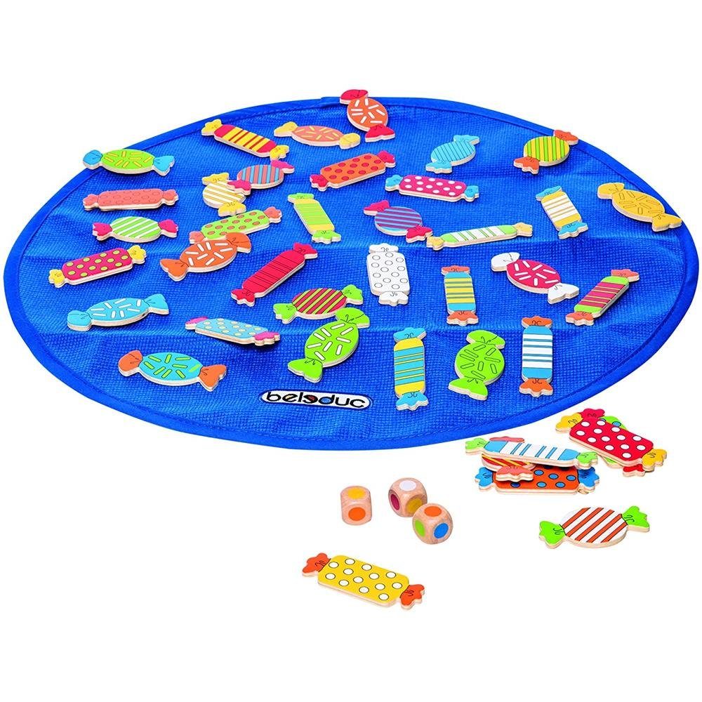 beleduc Spiel Candy Farwürfel, 45 teilig, mit Süßigkeiten und Bonbons, für Kinder ab 4 Jahren