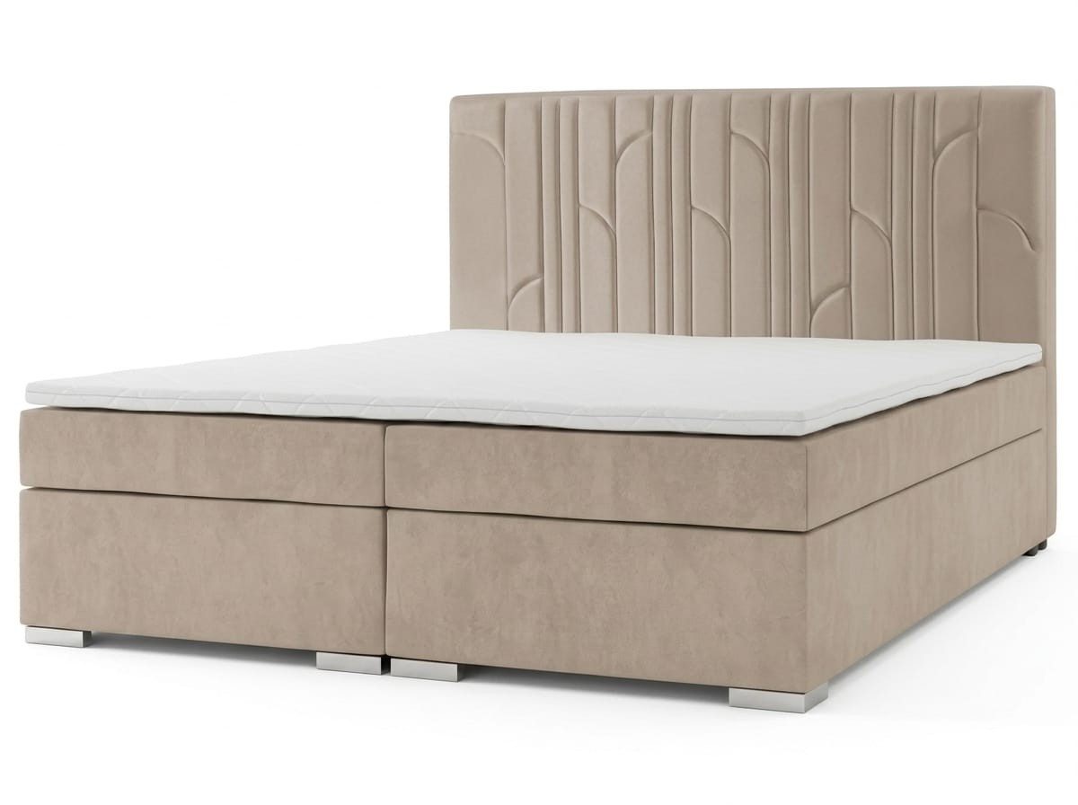 Xlmoebel Boxspringbett Beiges Boxspringbett 200×200 mit Matratze und Stauraum (1-St., 1-tlg), Stauraum unter dem Bett