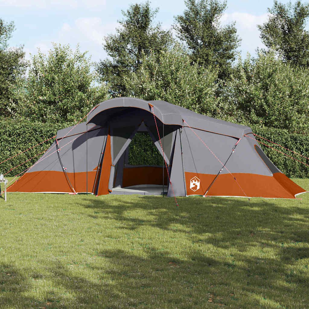 vidaXL Tunnelzelt Familienzelt 6 Personen Grau und Orange Polyester und Fiberglas, (1 tlg)