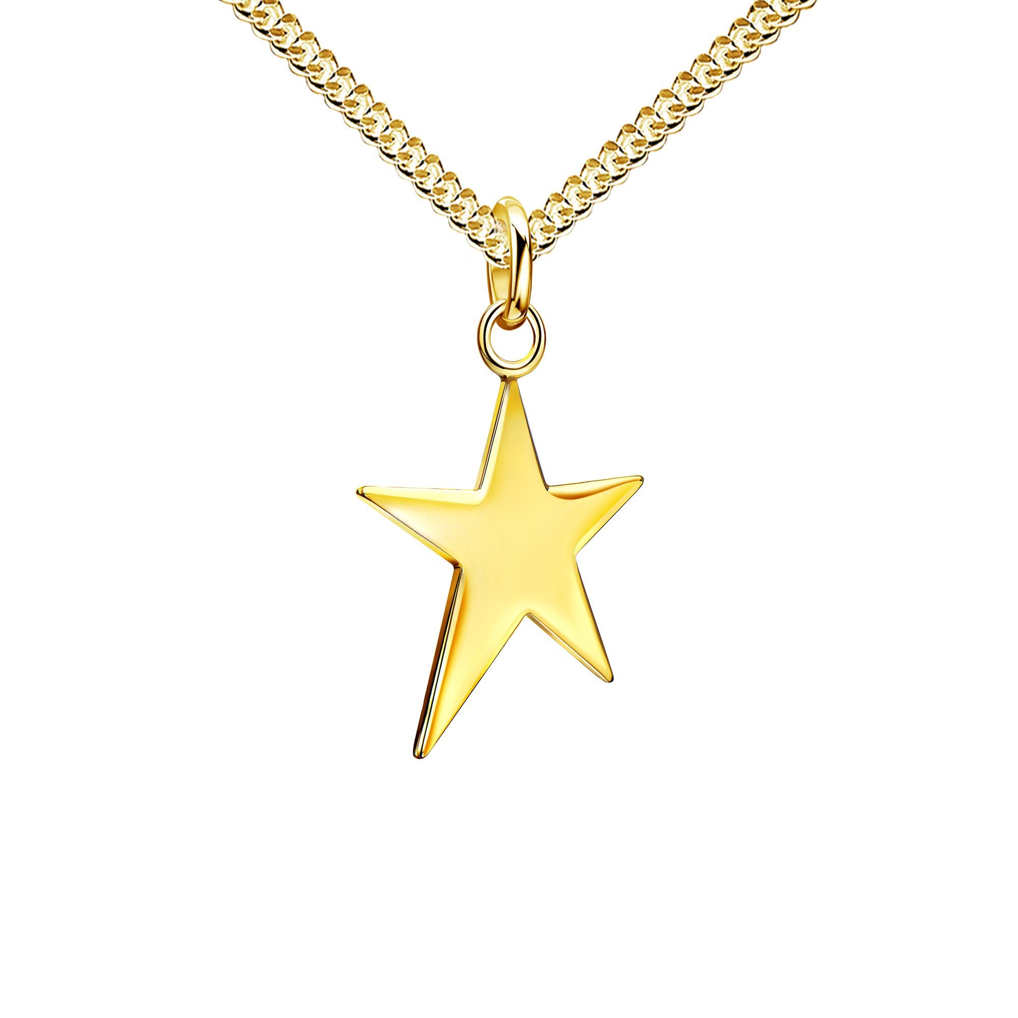 Valentinstagsgeschenk JEVELION Kette mit Anhänger Stern Anhänger 333 Gold - Made in Germany (Goldanhänger, für Damen), Mit Kette vergoldet- Länge wähl