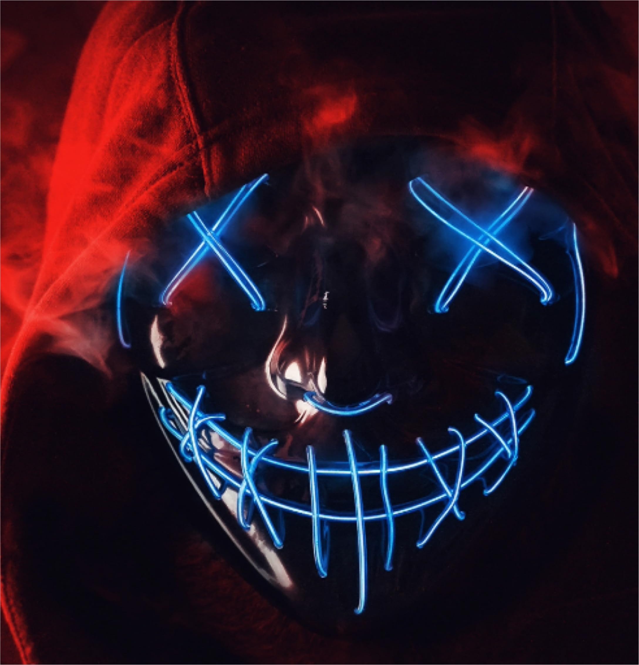 FASCHINFEVER Verkleidungsmaske LED Purge Maske - Halloween Kostüm Herren Halloween Maske, (Packung), mit Lichteffekten